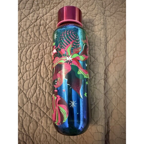 Starbucks Glass Bottle Christmas Holiday Poinsettia 20oz - Picture 2 of 5